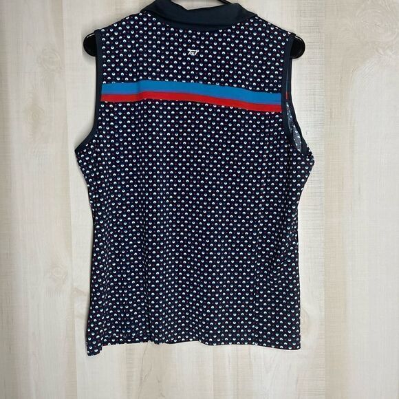 Tail ladies sleeveless navy with white and red dots‎ golf top, size XL NWOT - Picture 10 of 15